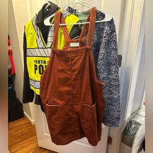 Burnt Orange Corduroy overall dress